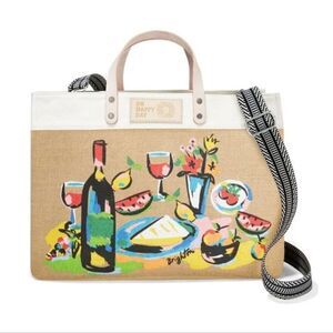 Brighton XL EAST/WEST Burlap & Leather Tote